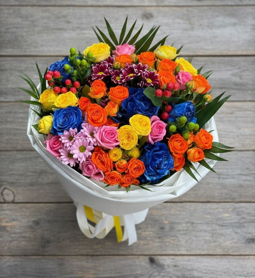 Букет цветов из: Розы и Хризантемы в Тимошкино