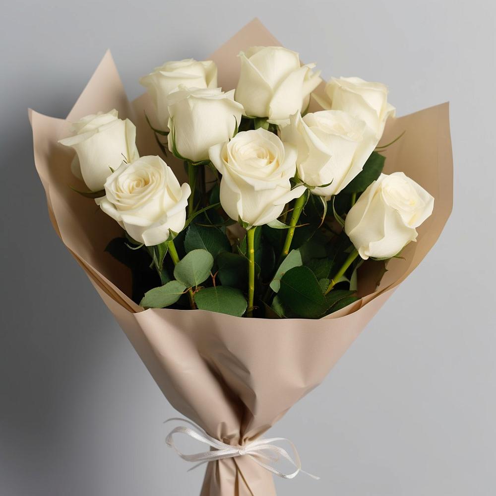 Букет 9 Белых роз Эдлесс Лав в Тимошкино