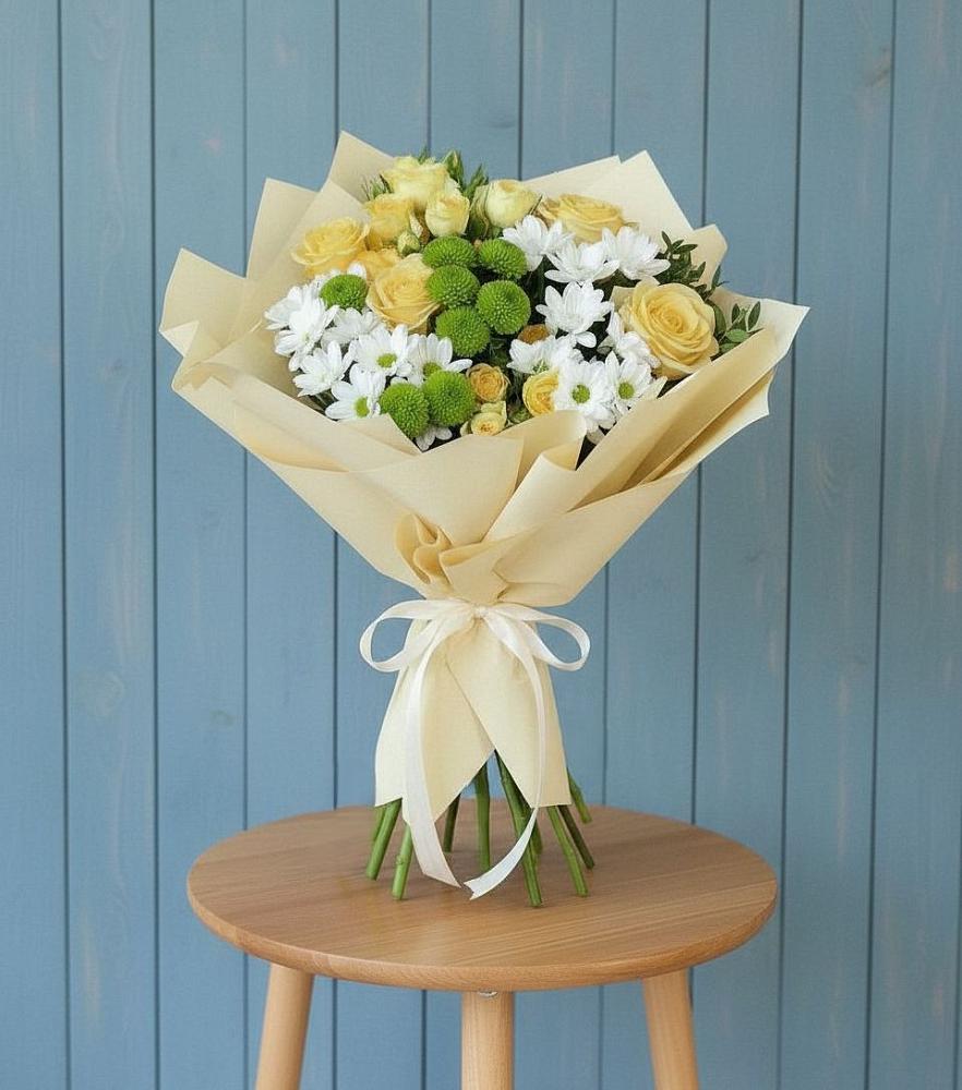 Букет цветов из: Хризантемы и Розы в Тимошкино