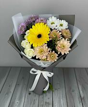 Букет цветов из:  Розы, Герберы и Хризантемы в Тимошкино
