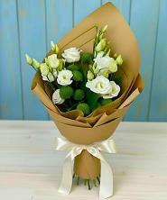 Букет цветов из:  Хризантемы и Лизиантусы в Тимошкино