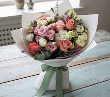 Букет цветов из:  Розы, Лизиантусы и Гвоздики в Тимошкино