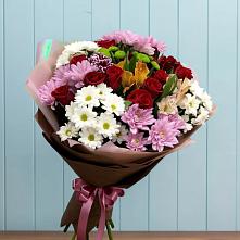 Букет цветов из:  Розы, Хризантемы и Альстромерии в Тимошкино