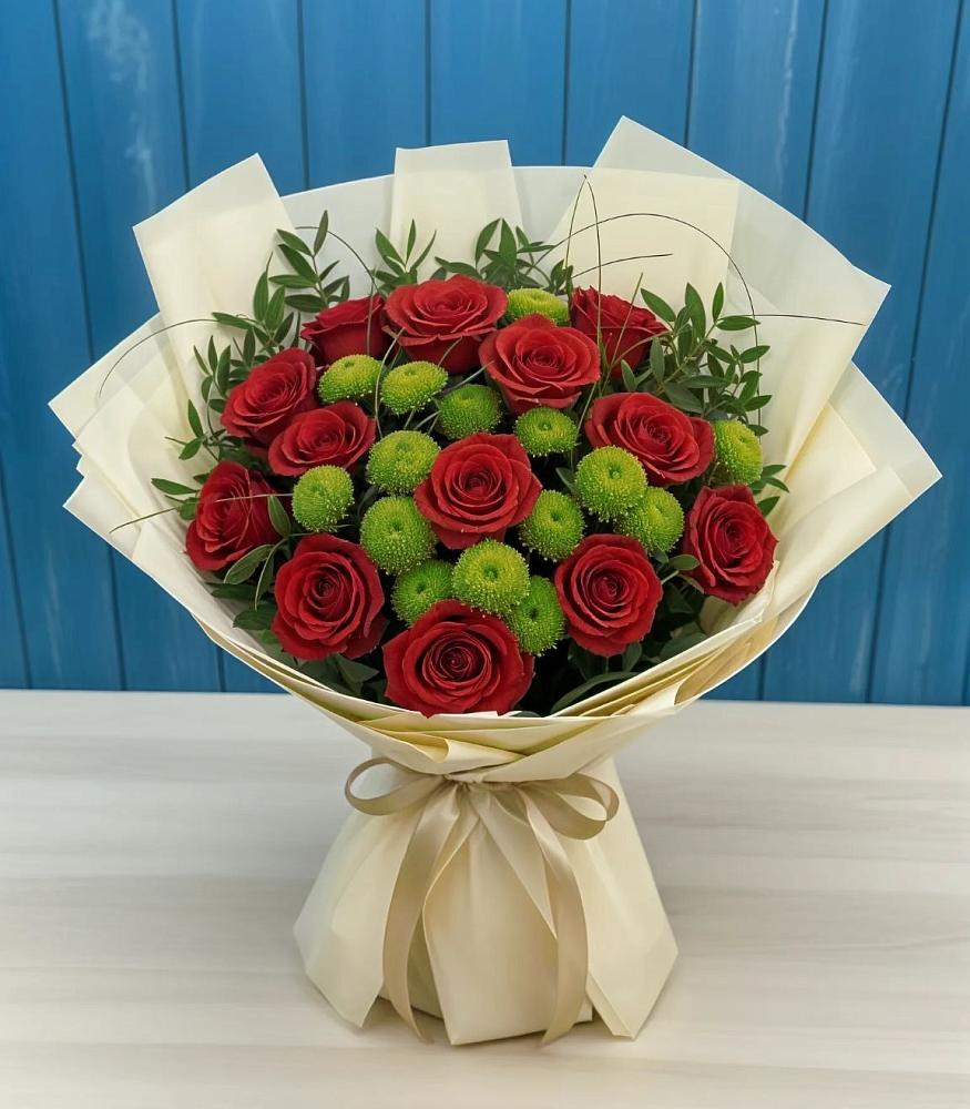 Букет цветов из: Розы и Хризантемы в Тимошкино