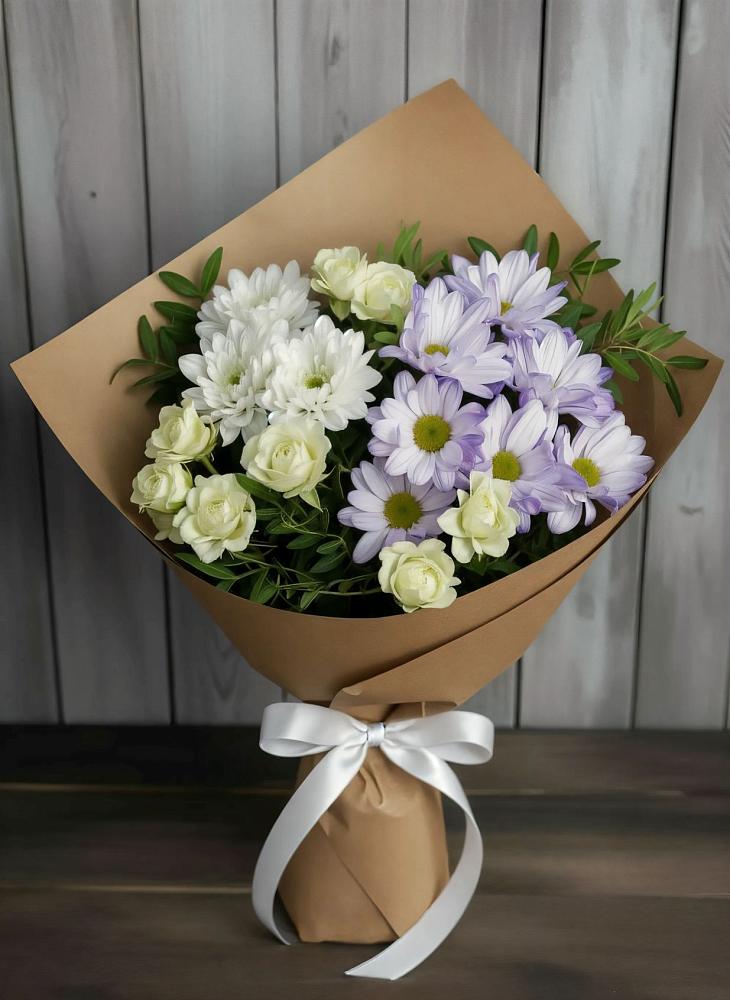 Букет цветов из: Хризантемы и Розы в Тимошкино